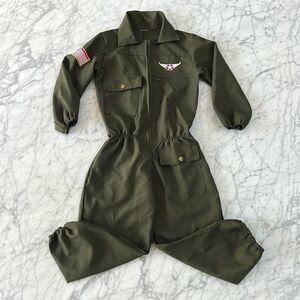Air Force Top Gun Aviation Flight Suit Olive Drab Patches Sz 7/8